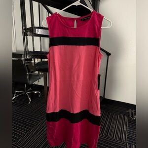 New York & Company Vibrant Pink Dress with Black Trim